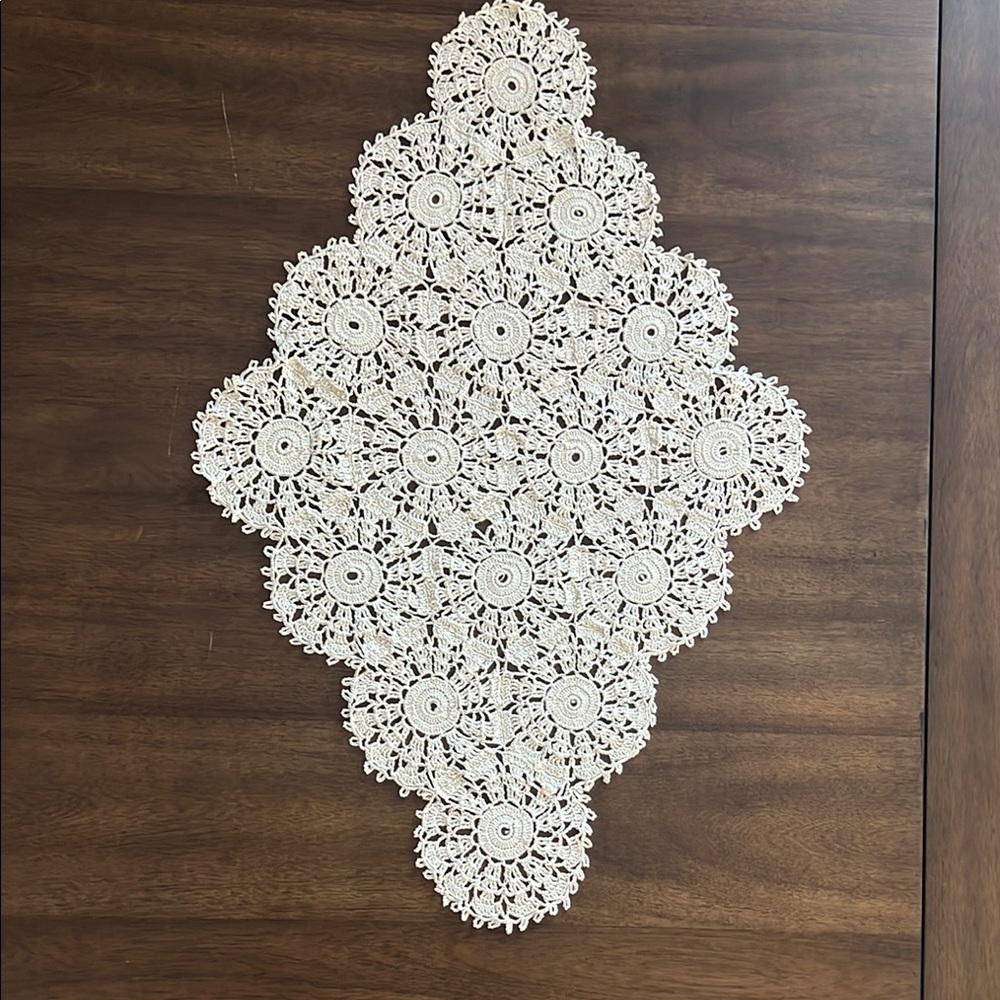 Elegant Cream Crochet Table Runner